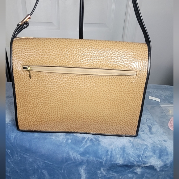 Roche Ventura Large Camel Emu & Burma Leather Autographed Shoulder Bag - Picture 6 of 10